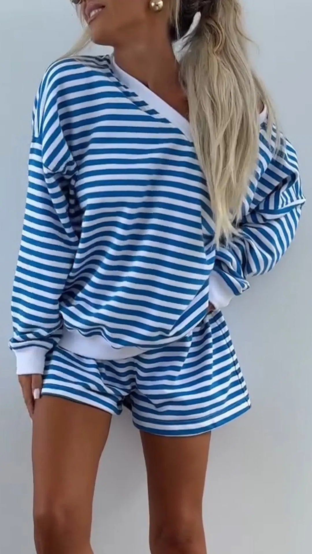Women's V-neck Long-sleeved Casual Two-piece Suit