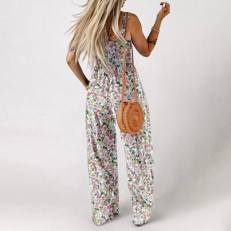 ⏳Limited Time 49% Off!💥Women’s Casual Print Sleeveless Overalls Jumpsuits