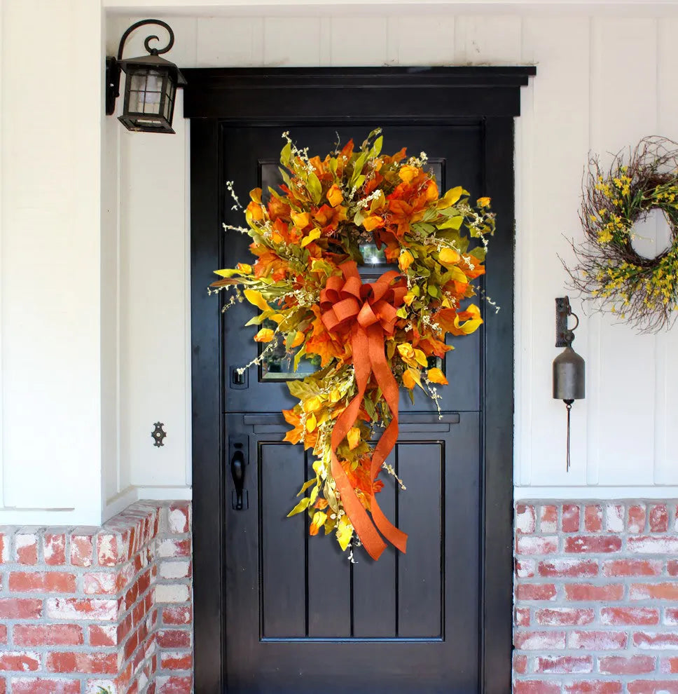 French Berries orange brown swag wreath