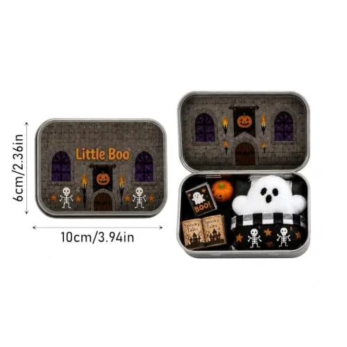 🎉Halloween Mini Ghost Tin Box Set - Cute Spooky Halloween Travel Figurine