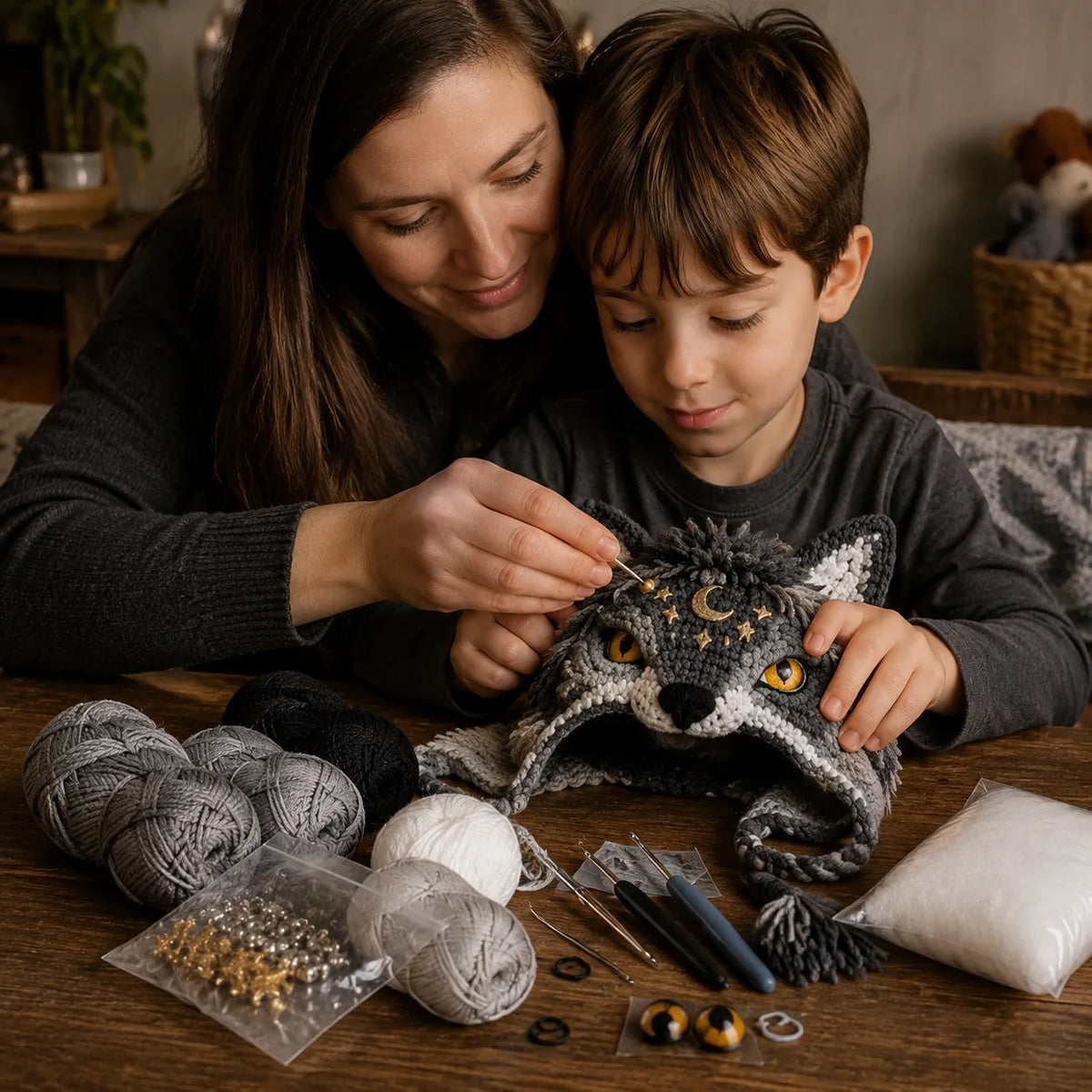 🎉🐉✨ Fantasy Hood Hat DIY Crochet Kit | Premium Soft Yarn Materials with Step-by-Step Guide DIY Handmade Wearable Character Hood 🧶🎭✨