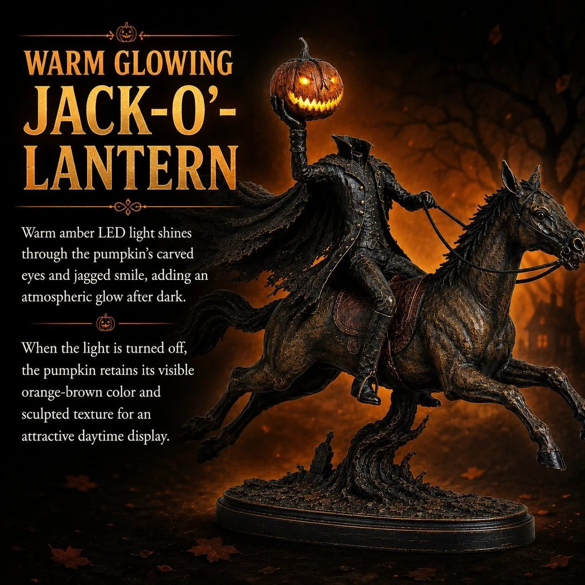 ⏰Limited Stock 50% OFF - 🎃🏇Midnight Chase Headless Horseman Statue✨