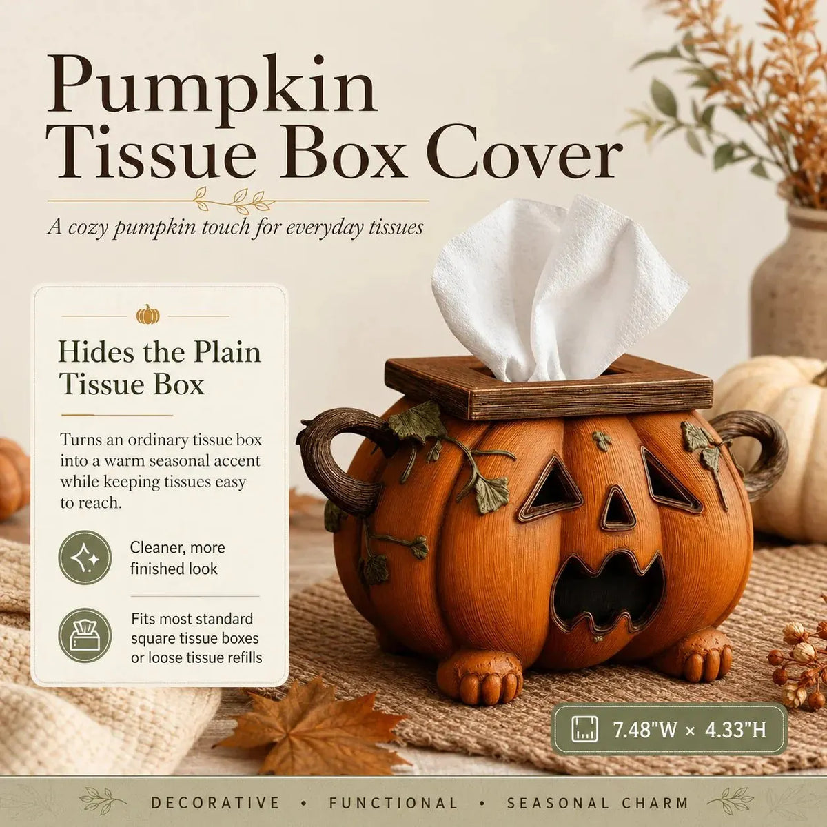🔥HOT SALE🔥🎃🧻Pumpkin Tissue Box Cover