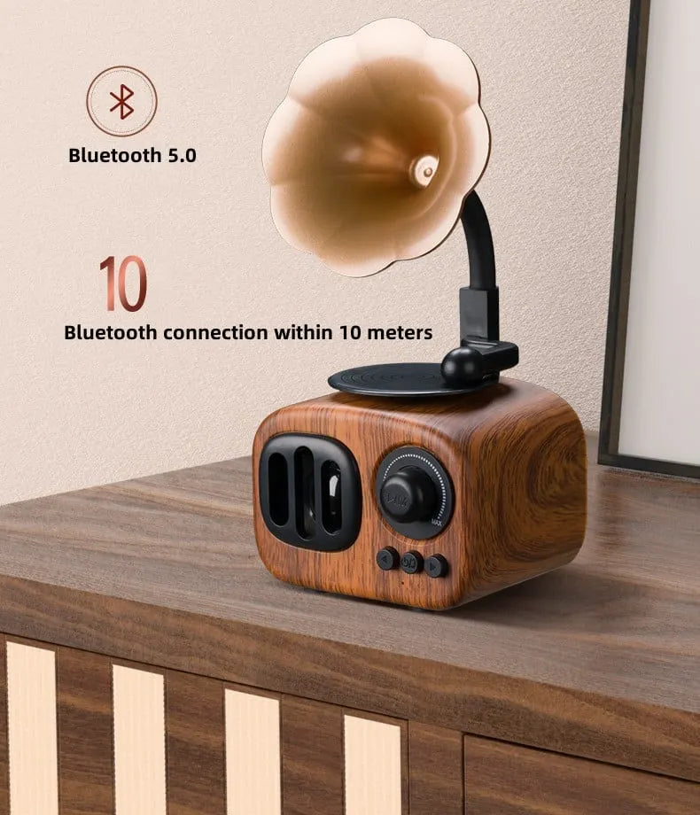 🔥Last 4 hours Sale: Save 50%- ❤️Retro Wooden Phonograph Bluetooth Speaker