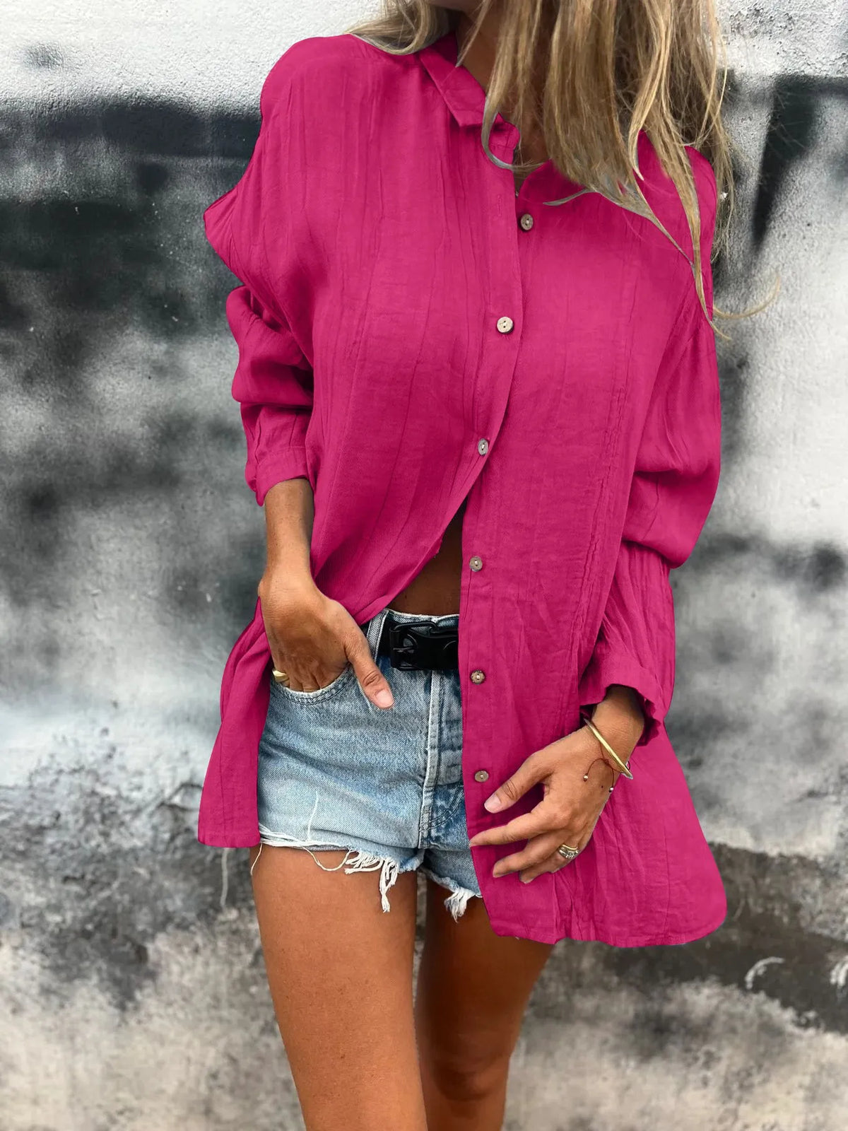 💖Limited Sale 49% OFF💖Women's Oversized Linen Button-Up Shirt