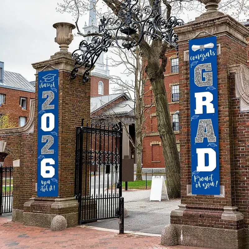 🔥2026 LAST DAY 49% OFF - 🎓Class of 2026 Graduation Banner | Congrats Grad Front Door Porch Decor for Graduation Party (✨Set of 2)