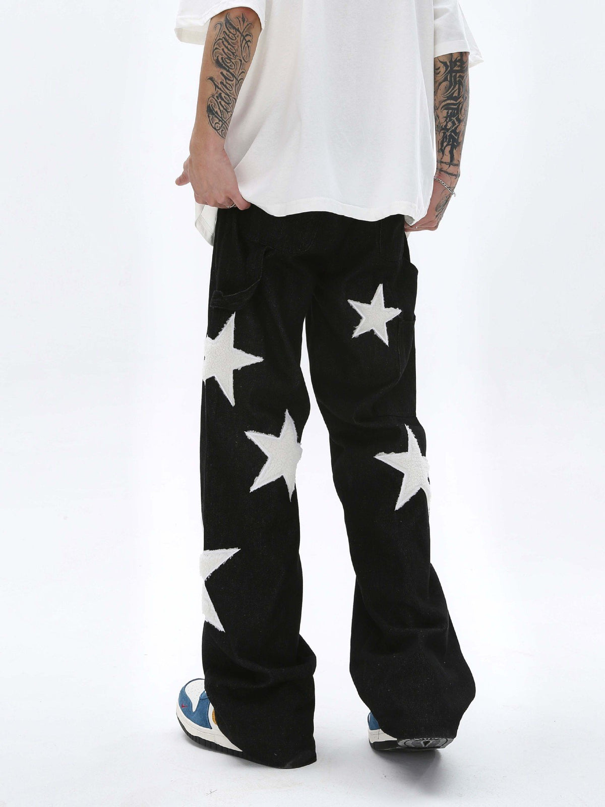Star Towel Patch Stacked Wide Leg Denim (FREE SHIPPING)