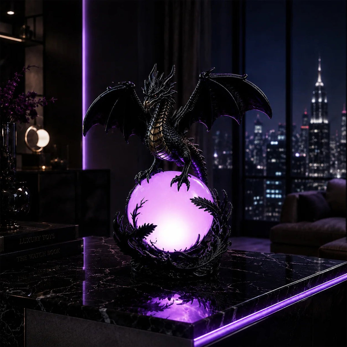 🎉🔮Gothic Dragon LED Crystal Ball Lamp for Dark Aesthetic Decor