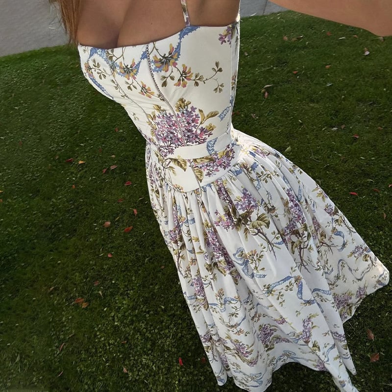 Cream Floral Print Sundress