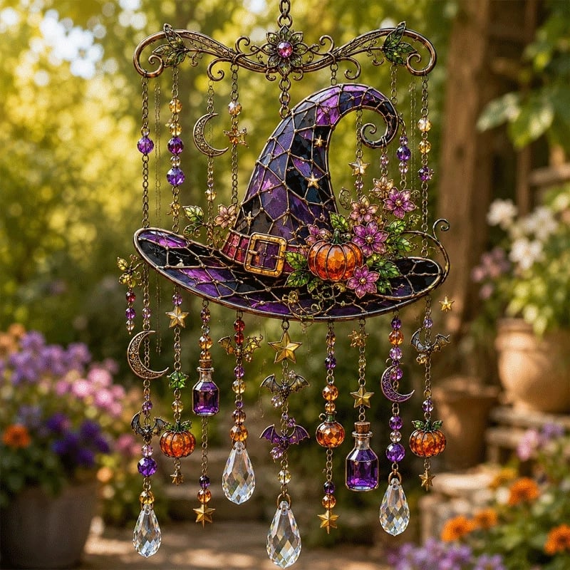 🔥HOT SALE🔥Halloween Glass Suncatcher Wind Chime