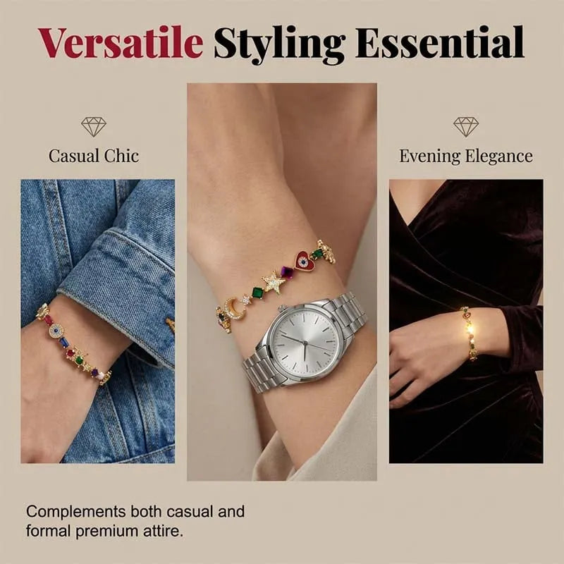 🔥Last Day 49% OFF - 💫🔮 Celestial Charm Bracelet – ✨Sun, Moon, Stars, Multi-Color Crystals