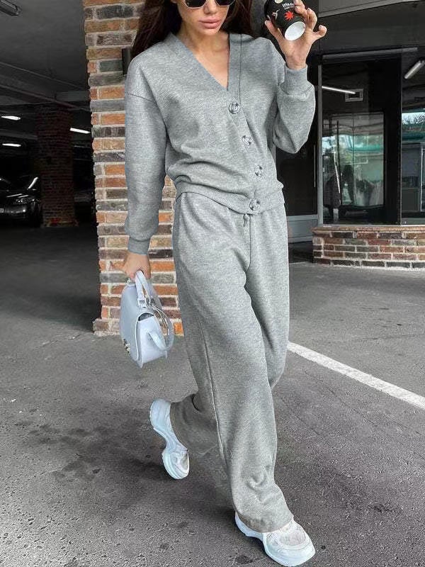 Women's Knitted Buttoned Jacket and Pants Two-piece Set (Buy 2 Free Shipping)