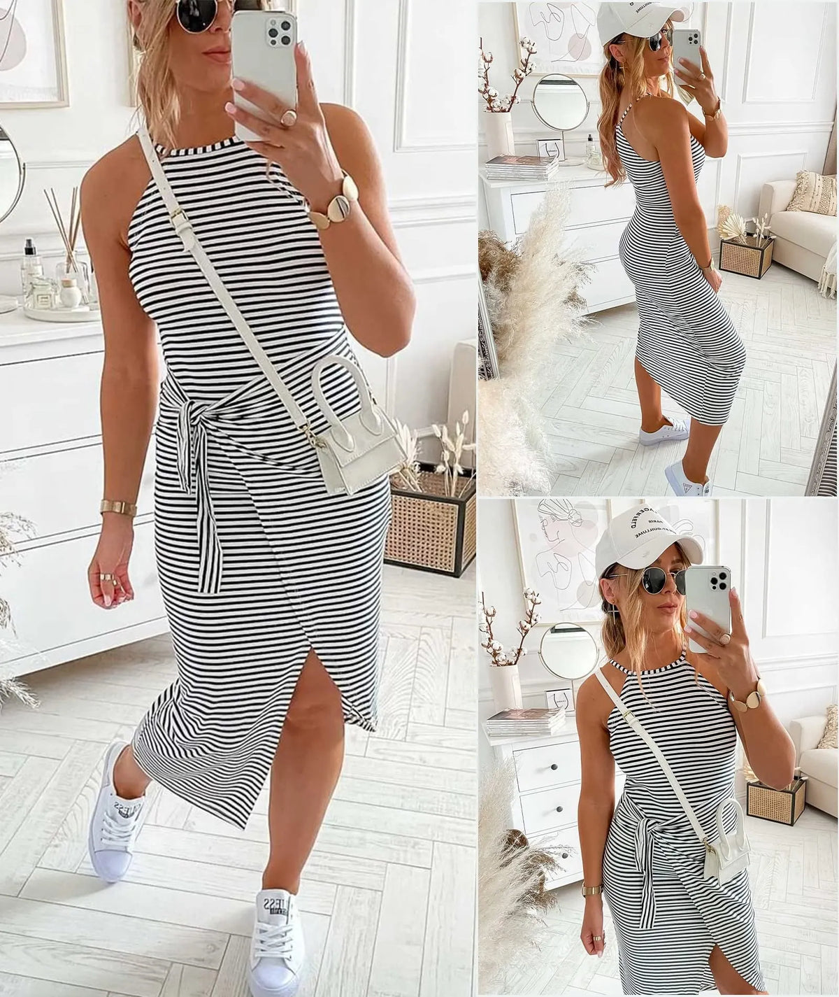 LAST DAY 49% OFF - Casual Sleeveless Striped Midi Dresses
