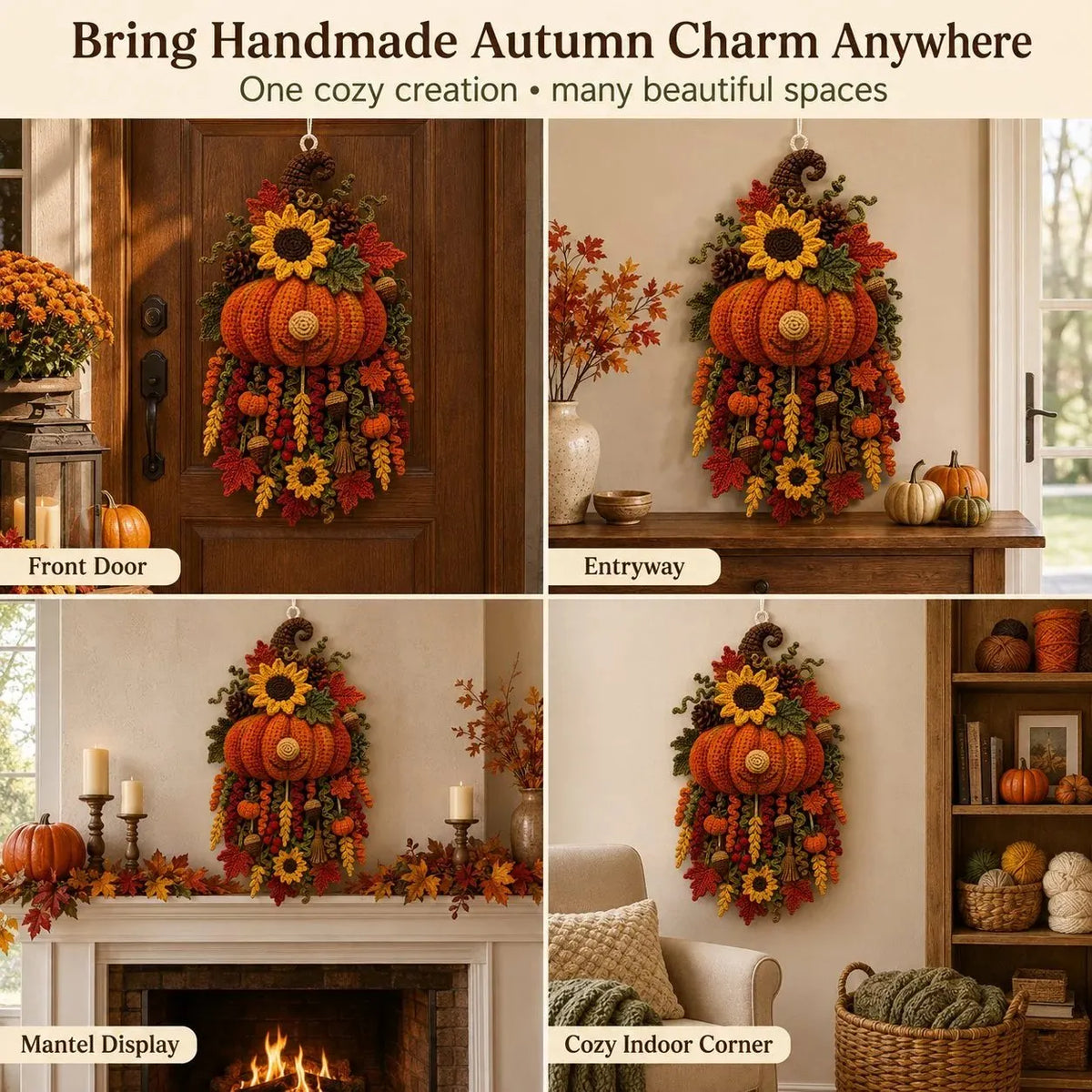 🎉🧶 DIY Dimensional Seasonal Crochet Door Hanger Kit Collection | Coordinated Yarn, Filling, Accessories & Step-by-Step Instructions Included 💕