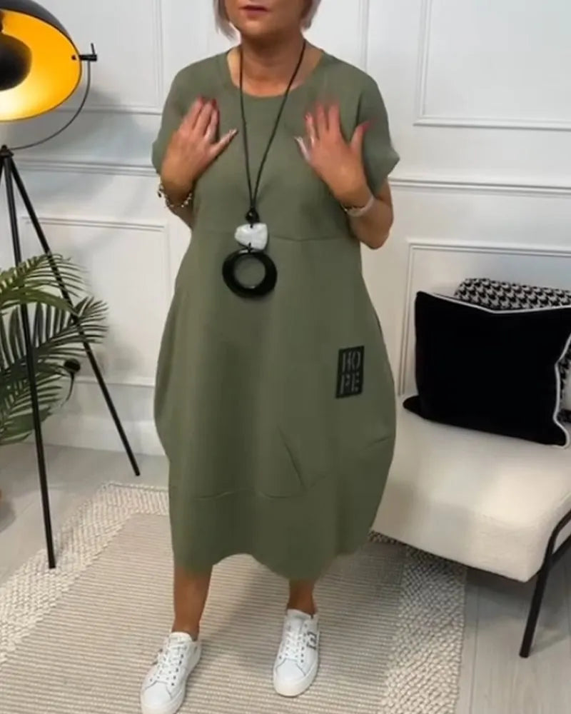 Yvenna - Simple Short-Sleeved Casual Dress