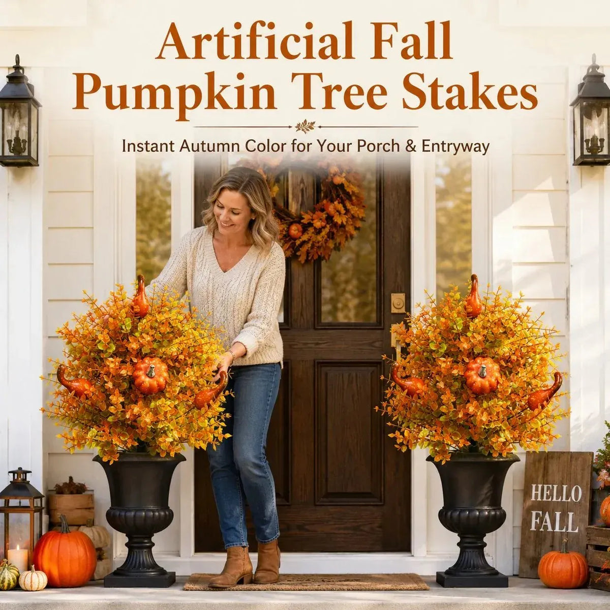 🔥HOT SALE🔥  Artificial Fall Pumpkin Tree Stakes