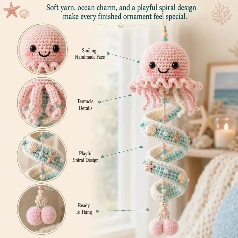 🔥 HOT SALE 🔥⏳ Last Day 49% OFF – 🌊 Beginner-Friendly Ocean Animal Spiral Crochet Hanging Ornament Kit | Complete Kit with All Tools & Step-by-Step Guide Included 💕