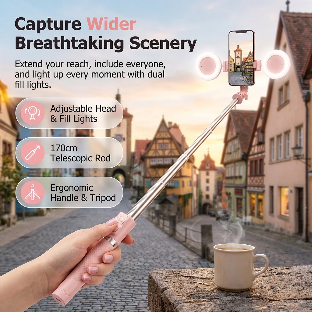 🔥49% Off📱New 6 in 1 Selfie Stick With Fill Light
