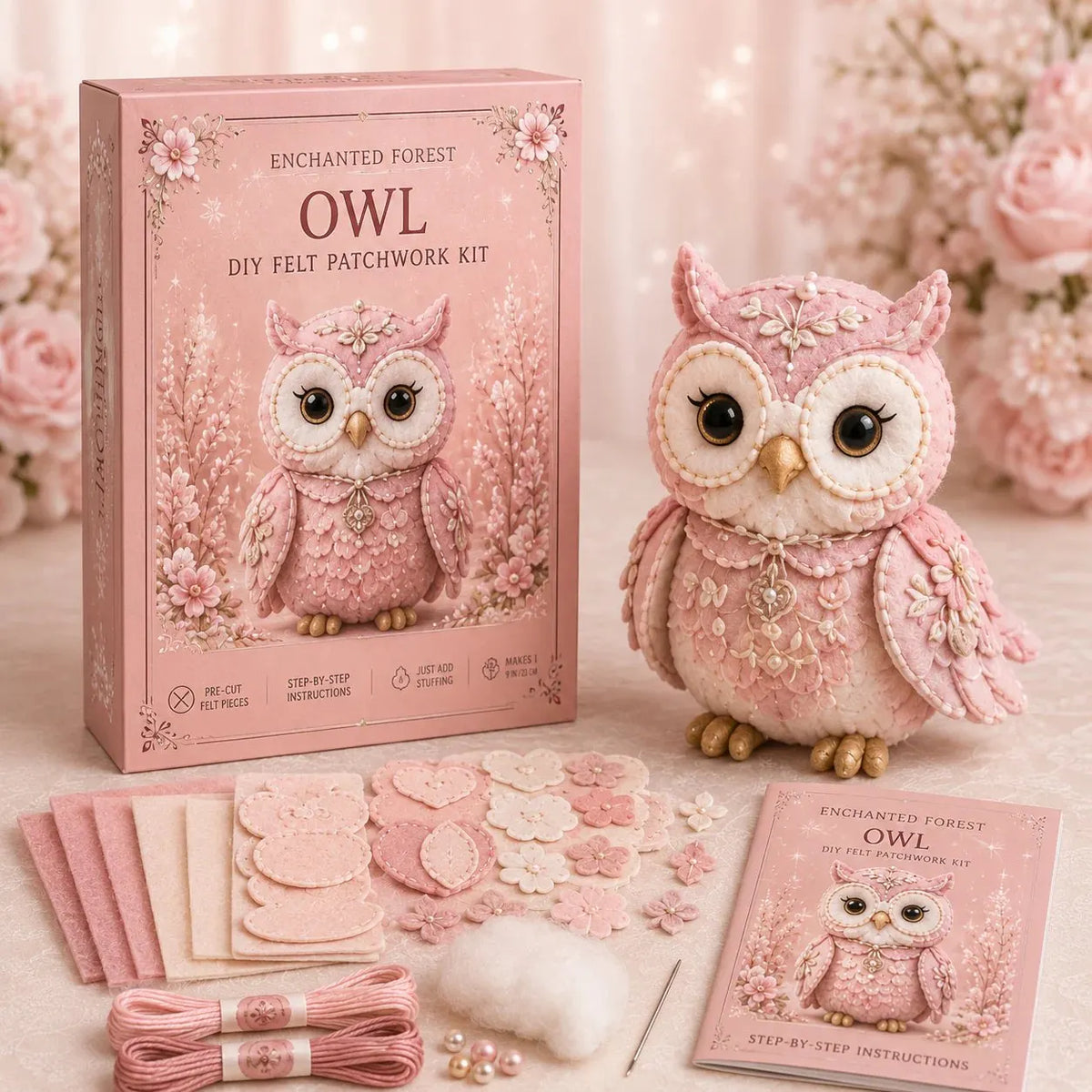 🔥HOT SALE🔥💗Pink Woodland Friends DIY Felt Sewing Kit – Make Your Own Cute Animal