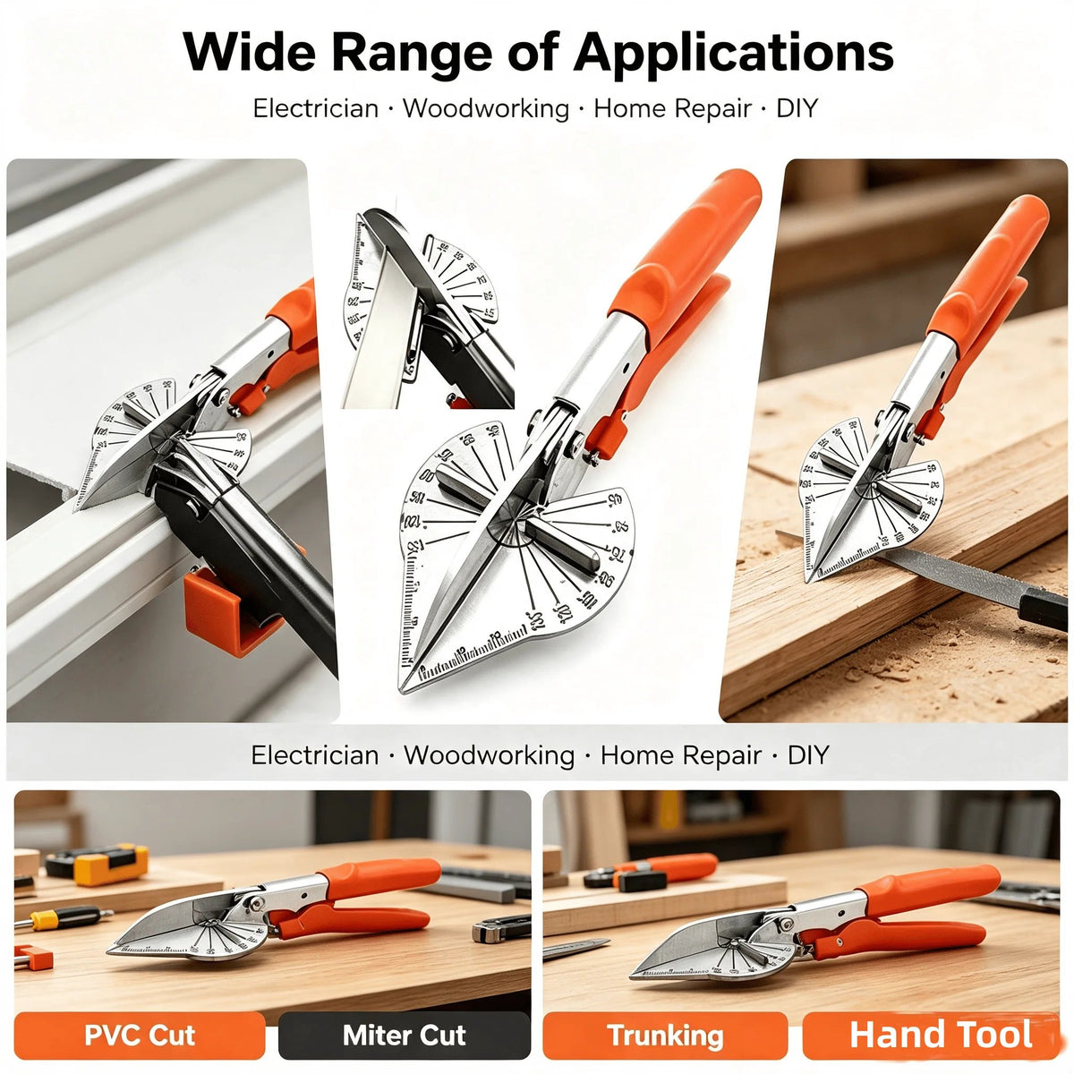 🎉 ⛏️Multi Angle Miter Shear Cutter, Stainless steel material, 45°-135° Adjustable Angle Trim Scissors Hand Tool