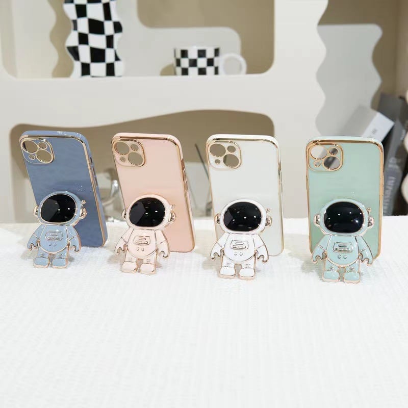 6D Plating Astronaut Hidden Stand Case Cover for iPhone