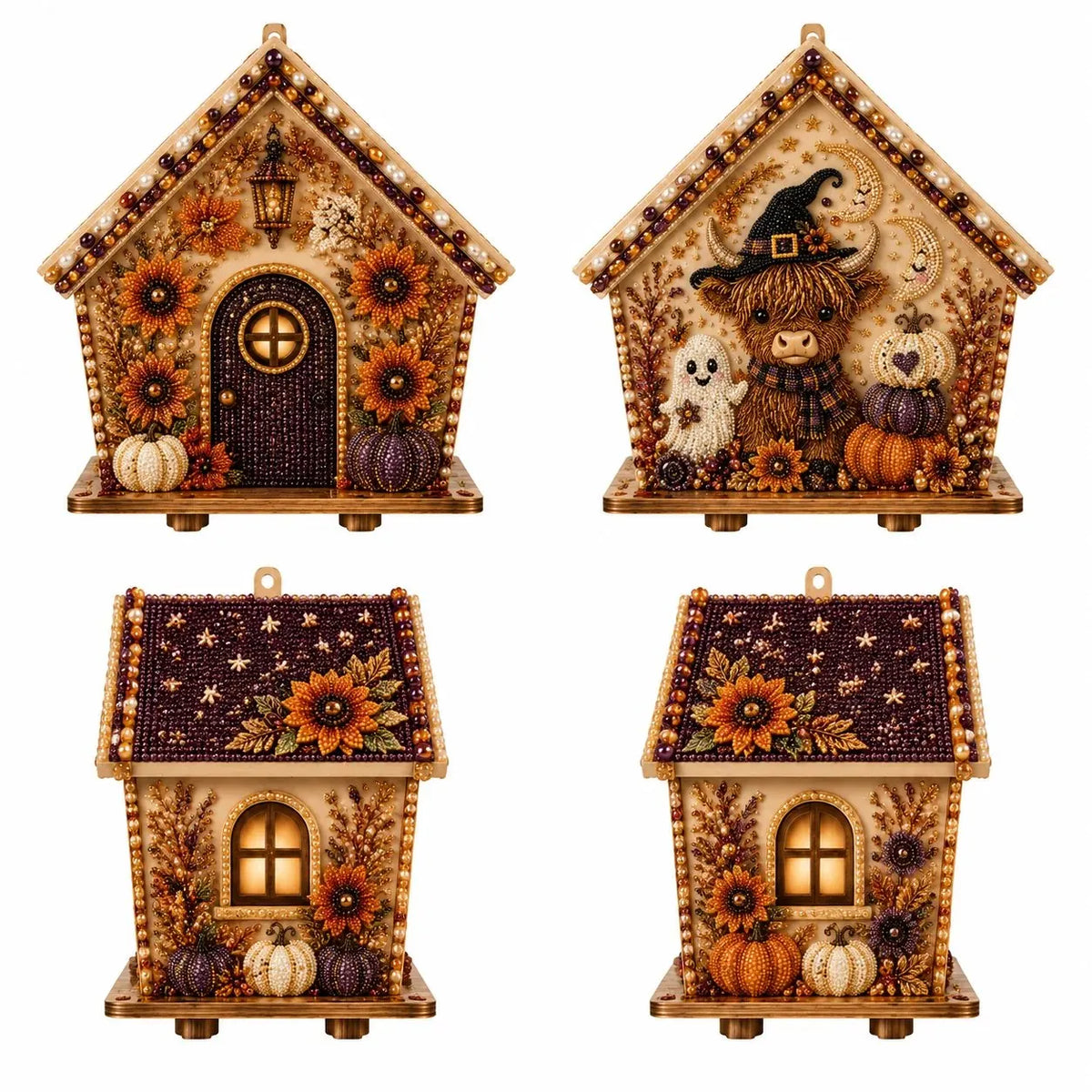 🎃 Beginner-Friendly Moonlit Wooden Cottage 3D Pearl Art Kit Collection | Complete Kit with All Tools & Step-by-Step Guide Included 💕