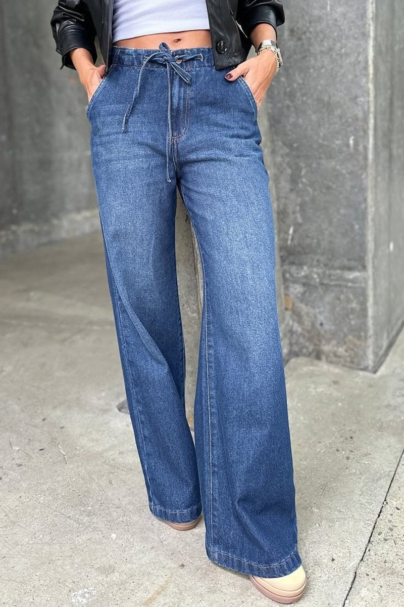 Women's Casual Tie-Front Wide-leg Jeans (BUY 2 FREE SHIPPING)