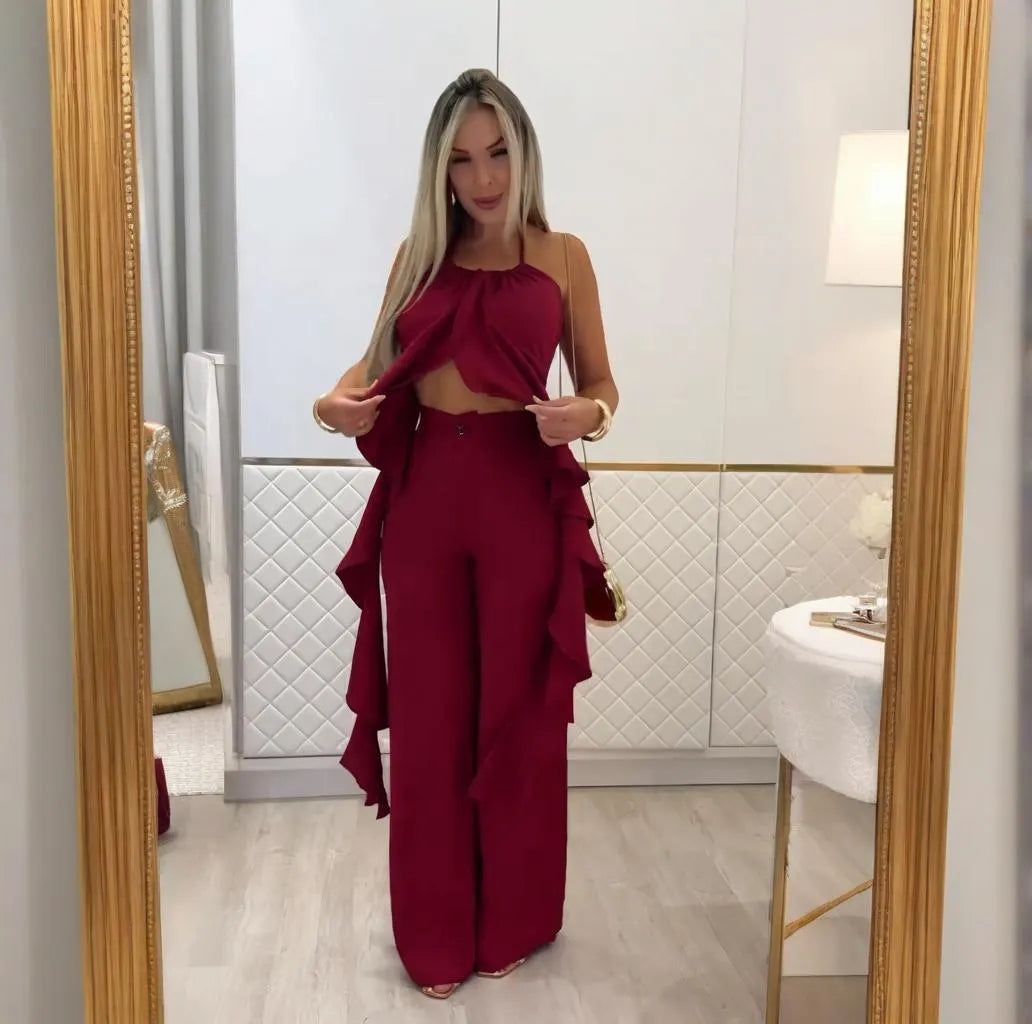 🦋Women's Backless Top & Loose Wide Leg Pants Set(FREE SHIPPING)