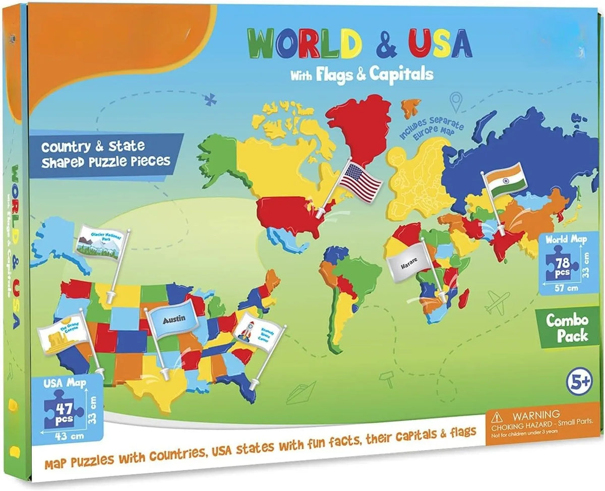 🎉🔥🌍 World Map & USA Map Puzzle Set