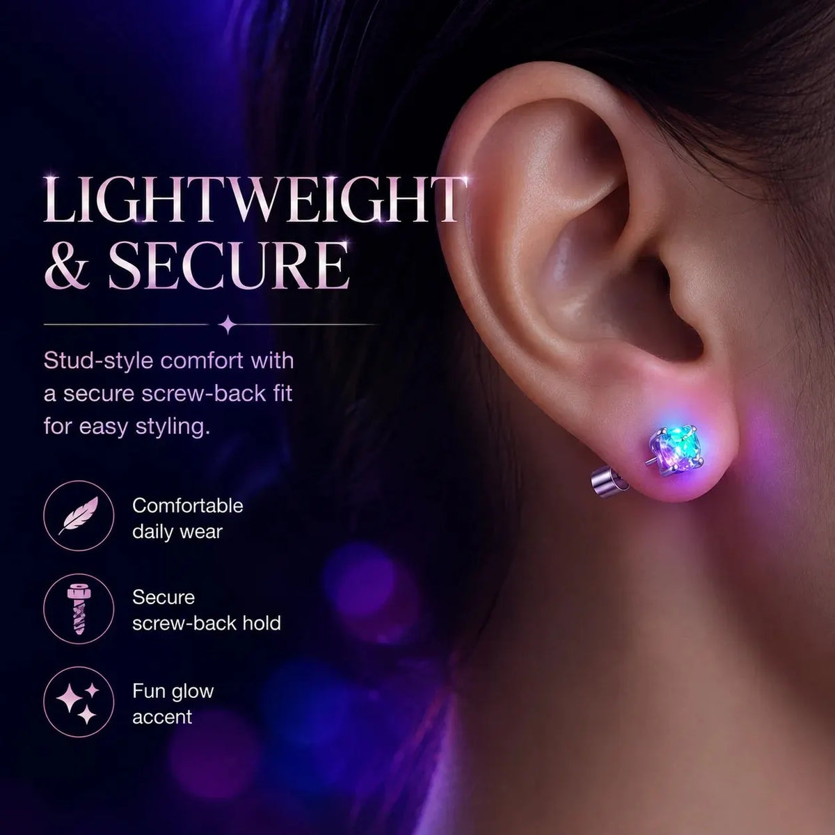 🔥 HOT SALE 🔥LED Light Up Crystal Stud Earrings – Colorful Glow, Unisex Party Style
