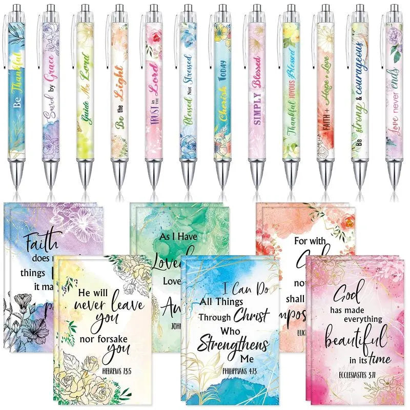 ✝️Christian Gifts Set: Motivational Pens & Bible Verse Notebooks – Inspire Your Faith Journey🌸