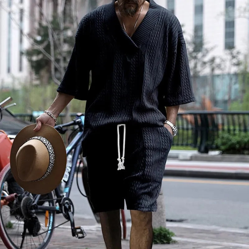 Casual Cable Knit T-shirt Set