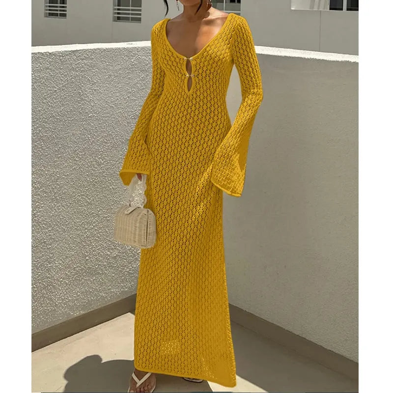 Hollowed-out Textured Dress