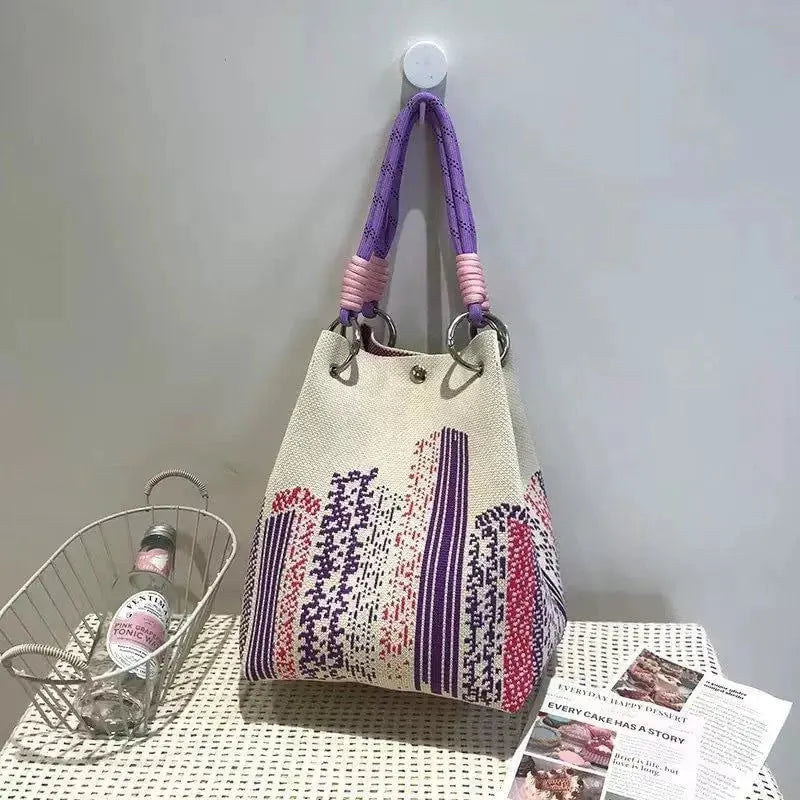 🔥HOT SALE🔥👜🏅Boho Woven Polyester Bucket Bag