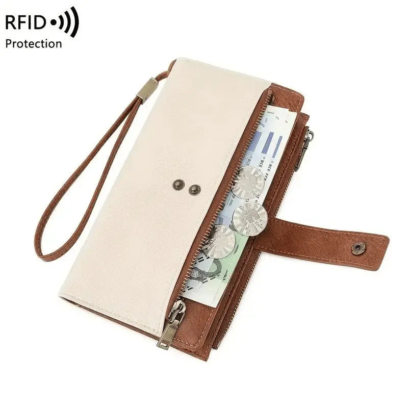 Women's long wallet, stylish clutch, elegant solid color RFID blocking leather wallet👛