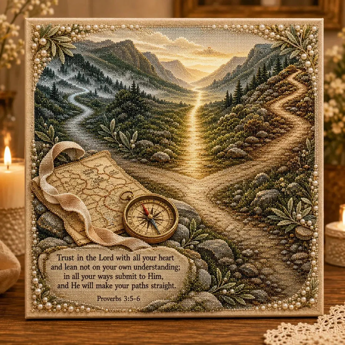 🔥HOT SALE🔥Premium 3D Pearl Garden of Faith Scripture Art Kit | Luxury Flocked Canvas with Scratch-Resistant Non-Fading Pearl Beads DIY Christian Faith Decor 🌿🙏💎