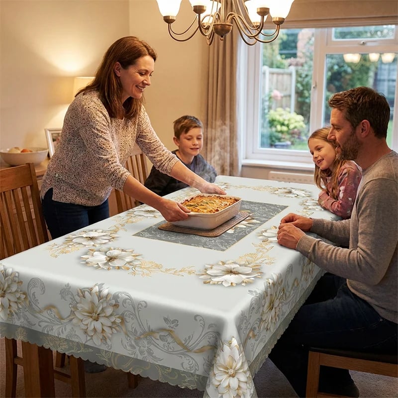 🎉⏳Limited-time 50% off⏰Elegant Waterproof Embossed Floral Tablecloth💮