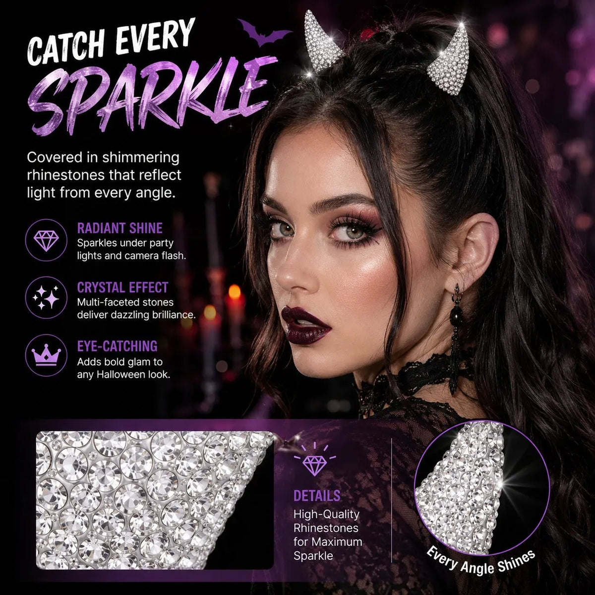 🎉💥49% OFF - 😈✨ Cute Sparkle Magnetic Devil Horns