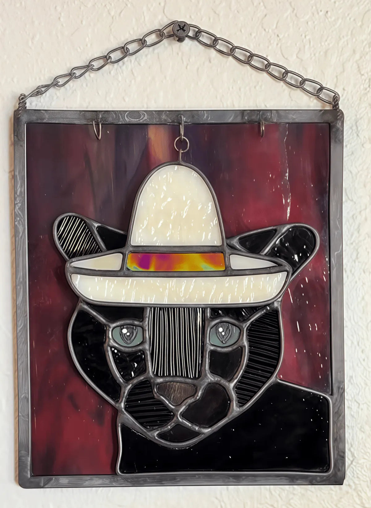 🔥Last Day 49% OFF -  🐆✨Stained Glass Black Cat Suncatcher Window Hanging Decor, Interchangeable Hat Design