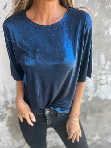 Women's Round Neck Mercerized Fashion Casual T-shirt
