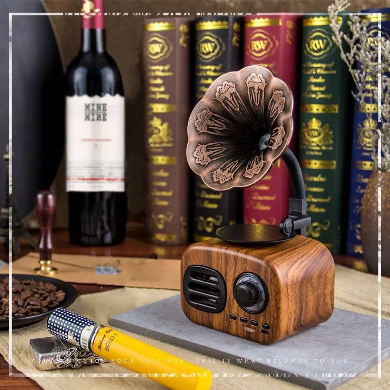 🔥Last 4 hours Sale: Save 50%- ❤️Retro Wooden Phonograph Bluetooth Speaker
