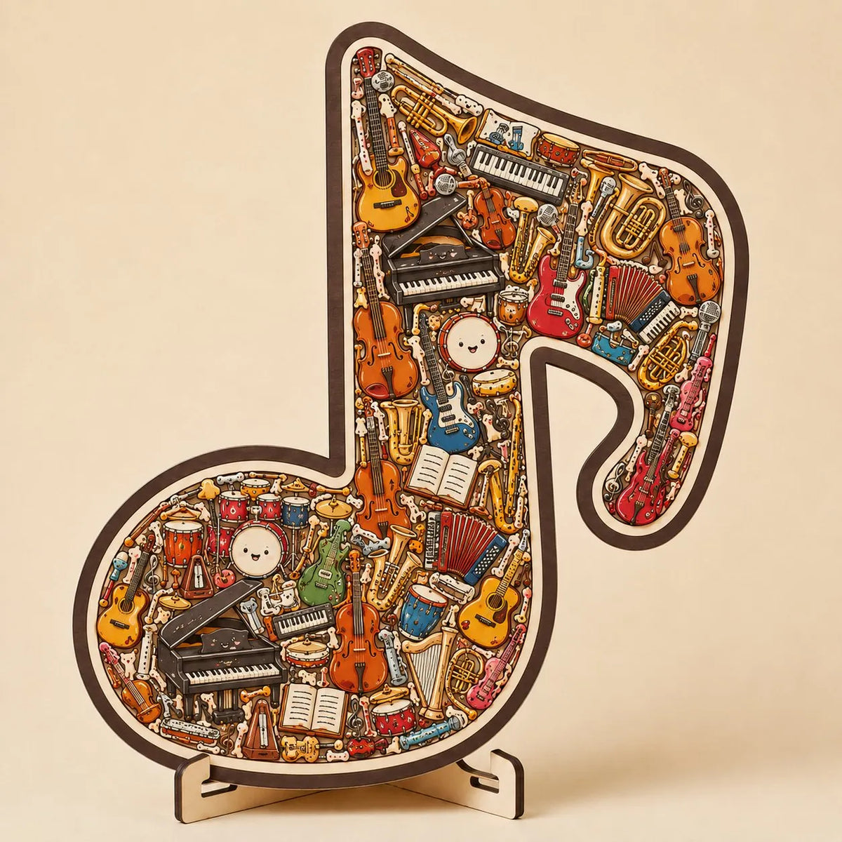 🔥Last Day 50% OFF - 🎶 Wooden Musical Note Instrument Jigsaw Puzzle Decor | Protective Coating & Moisture-Resistant Finish✨