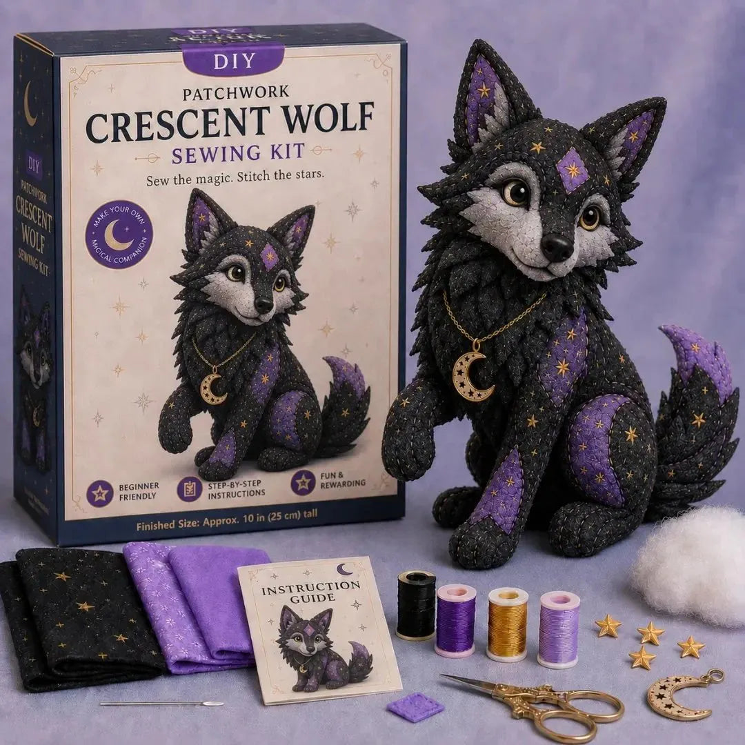 🎉49% OFF - 🐱Mystic Patchwork Animal Sewing Kit – DIY Plush Craft Kit with Starry Fabric, Moon Charm