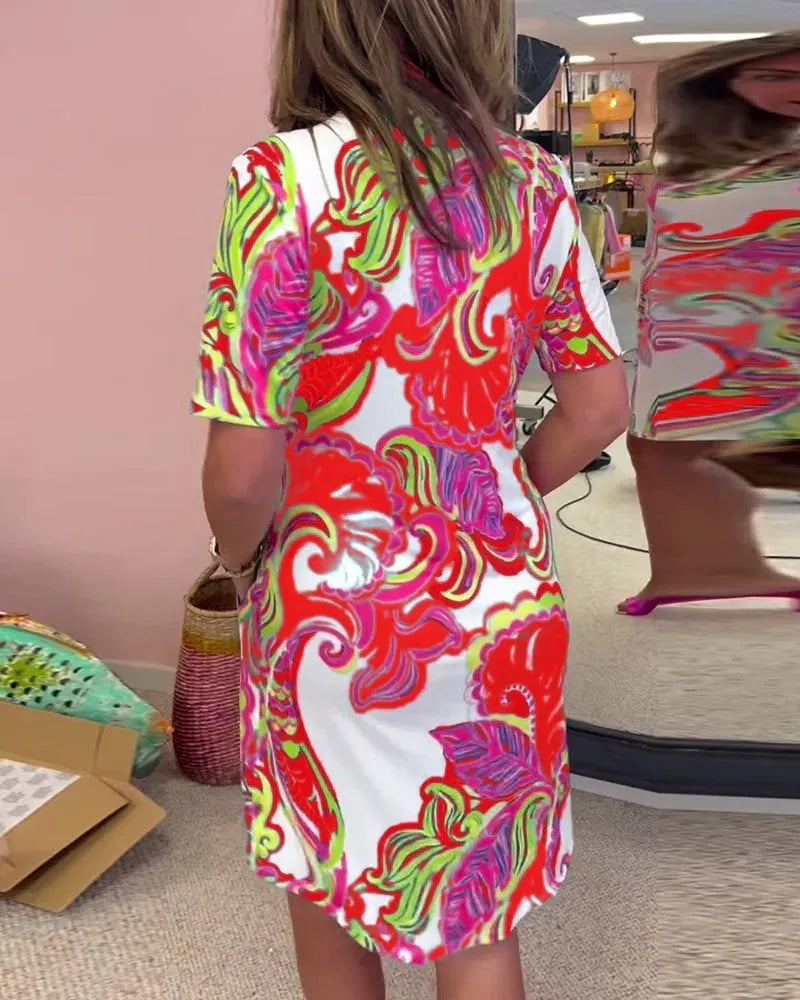 Vibrant Printed Midi Dress