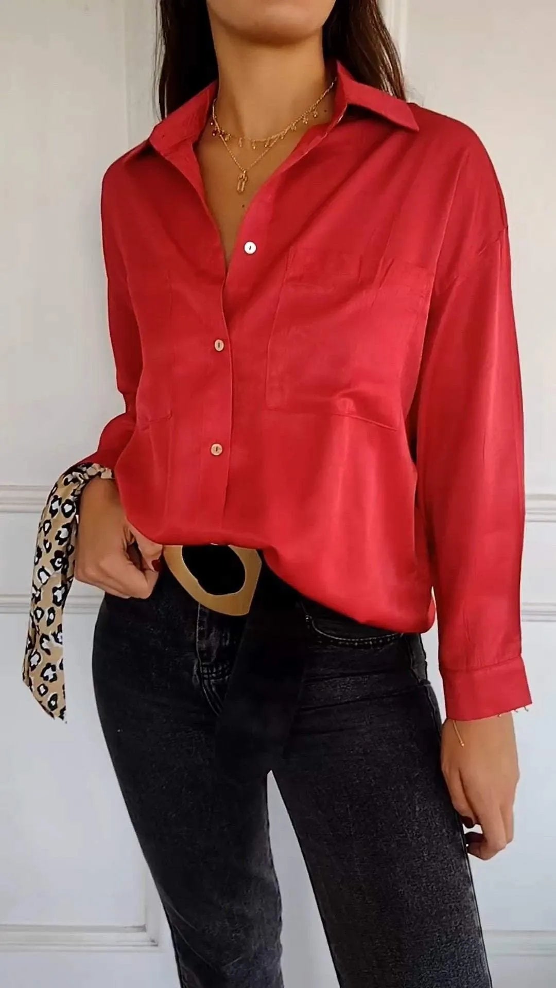 Lapel Long Sleeve Casual Shirt with Front Pockets (Buy 2 Free Shipping)