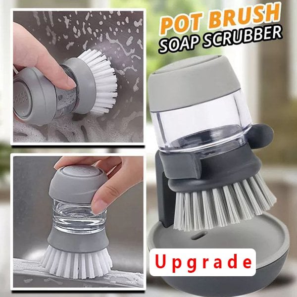 💖Kitchen Brush Utensils Cleaner Press Type Non-Stick Oil Automatic Hydraulic Dishwashing Decontamination Tools Pot Artifact