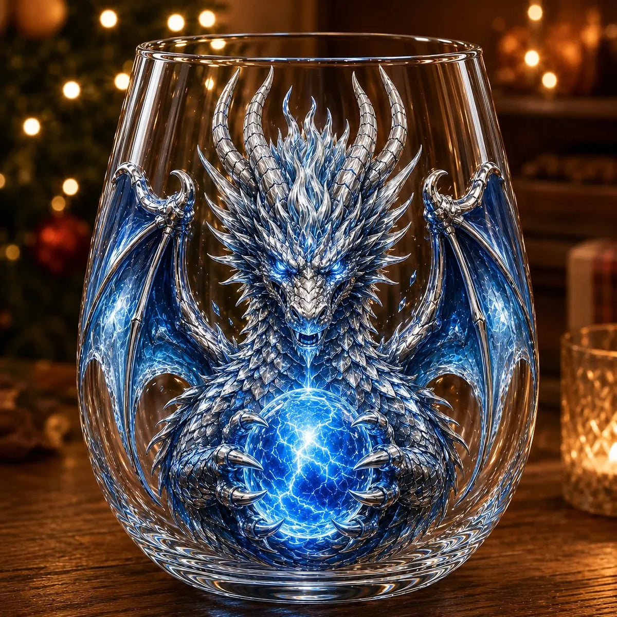 🐉✨ 3D Mythic Dragon Glass Art Cup | 12oz Premium Clear Glass with Raised Dragon Relief, Metallic-Style Details & Faceted Crystal-Style Orb 🎁