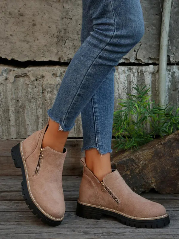 Women's Fashion Solid Color Ankle Boots