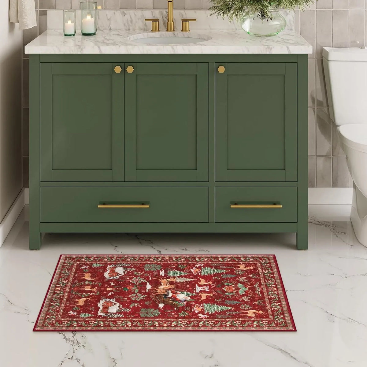 🔥LAST DAY 49% OFF🦌🎄🎅⚡Christmas Deer Santa Long Rug