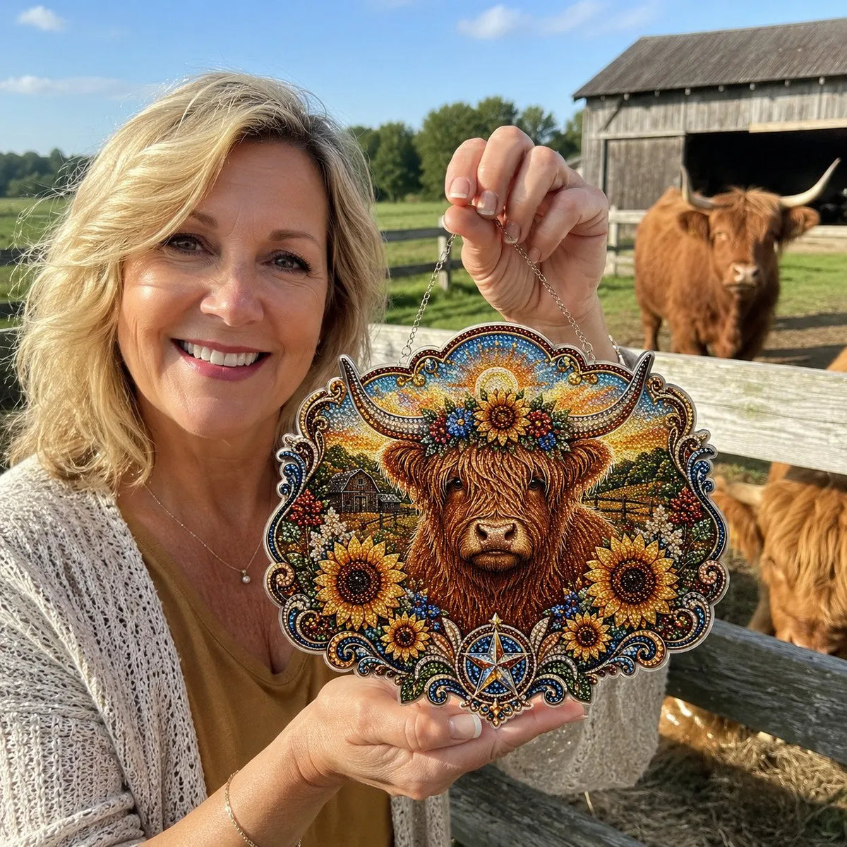 🔥Last Day 49% OFF - 🦬✨Highland Cow Diamond Art Hanging Ornament Kit